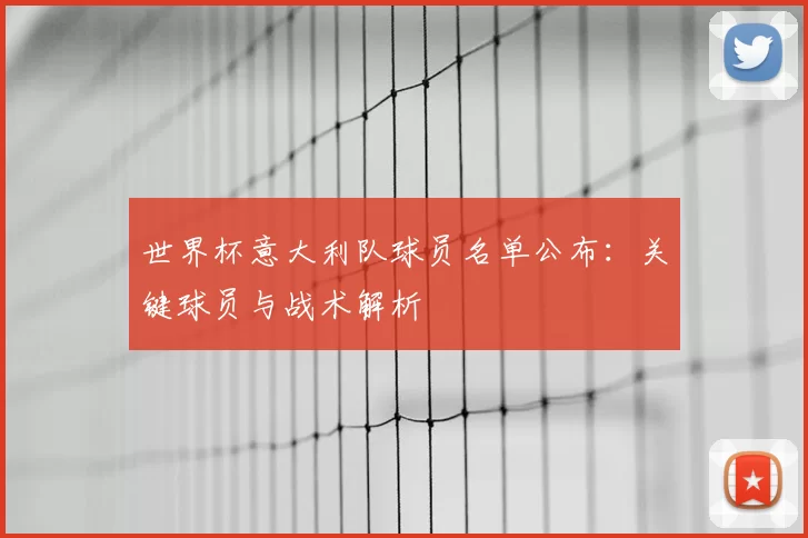 世界杯意大利队球员名单公布：关键球员与战术解析